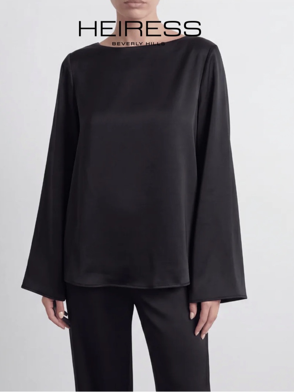 Black Satin Blouse NWT
